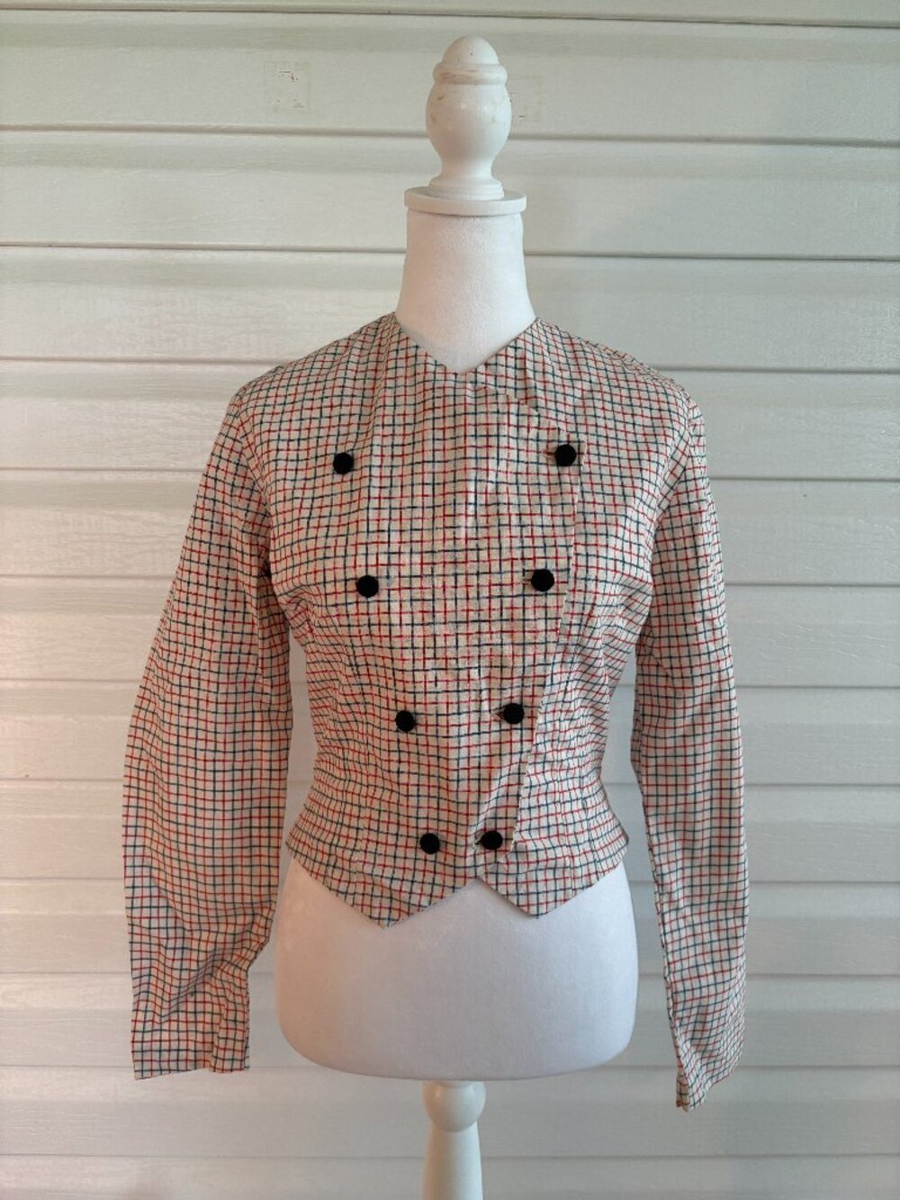 Vintage Hand Made Plaid Double Breast Look Women's Jacket Shirt